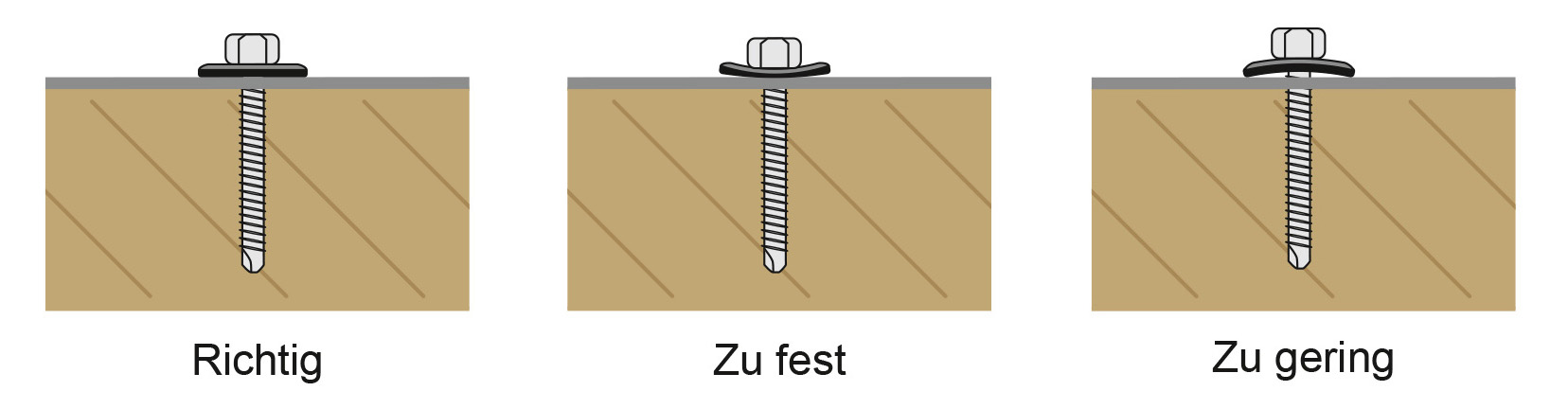 Das Bild zeigt eine korrekte Einschraubtiefe