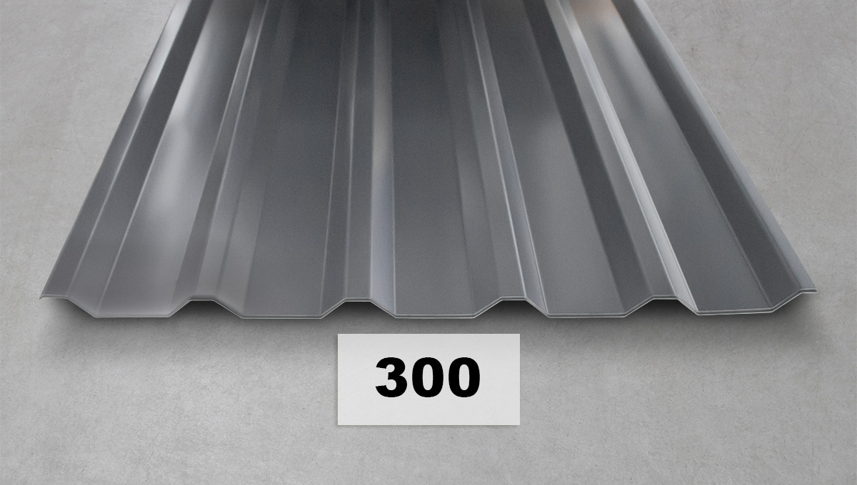 Metall-Dachplatte, Wellblech, Stahlverkleidung, Grau, Dachprofil