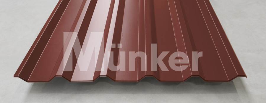Ansicht einer Blechplatte in der Farbe RAL 8012 Rotbraun