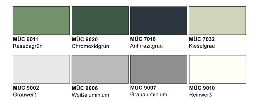 Zweite Teil der möglichen RAL-Standardfarben
